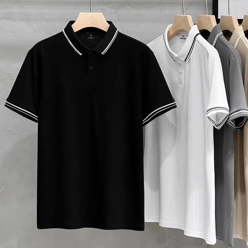 Áo Thun Polo Nam Có Cổ Cao Cấp, Áo Polo Nam Ngắn Tay Trơn Thương Hiệu Vicenzo Trắng Đen Nhiều Màu Chất Liệu Cao Cấp Menswear Shirt 2