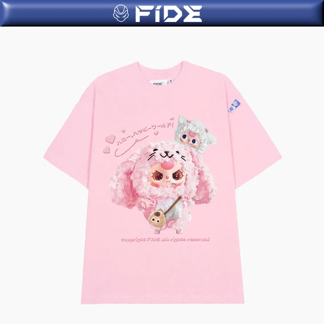 Áo thun FIDE Baby Three phông unisex form rộng local brand nam nữ cổ tròn oversize - AT98  Cotton Menswear Nhung Kem màu đen đễ thương