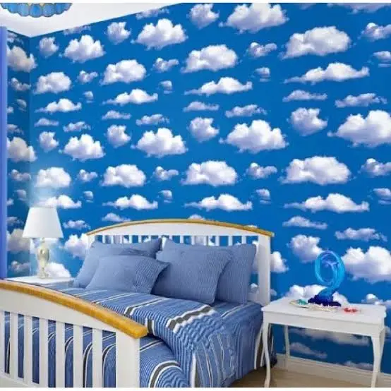 Wallpaper Stiker Plafon Atap Rumah Motif Awan Planet Untuk Dekorasi Dinding Kamar Ruang Tamu Bahan Pvc Pelapis Furniture Triplek Ukuran Per Meter Sudah Ada Lem Perekat 2
