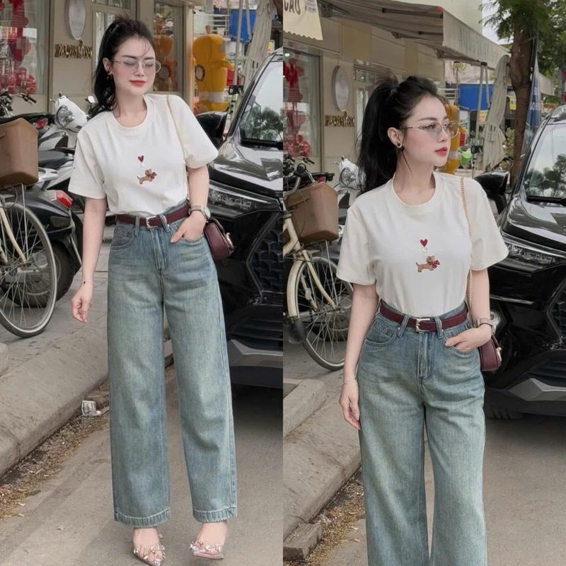[NEW[ Quần jean suông đẹp túi vuông thêu chỉ đỏ dài 97cm  #7978-7979 [AN TÂY STORE68] 0