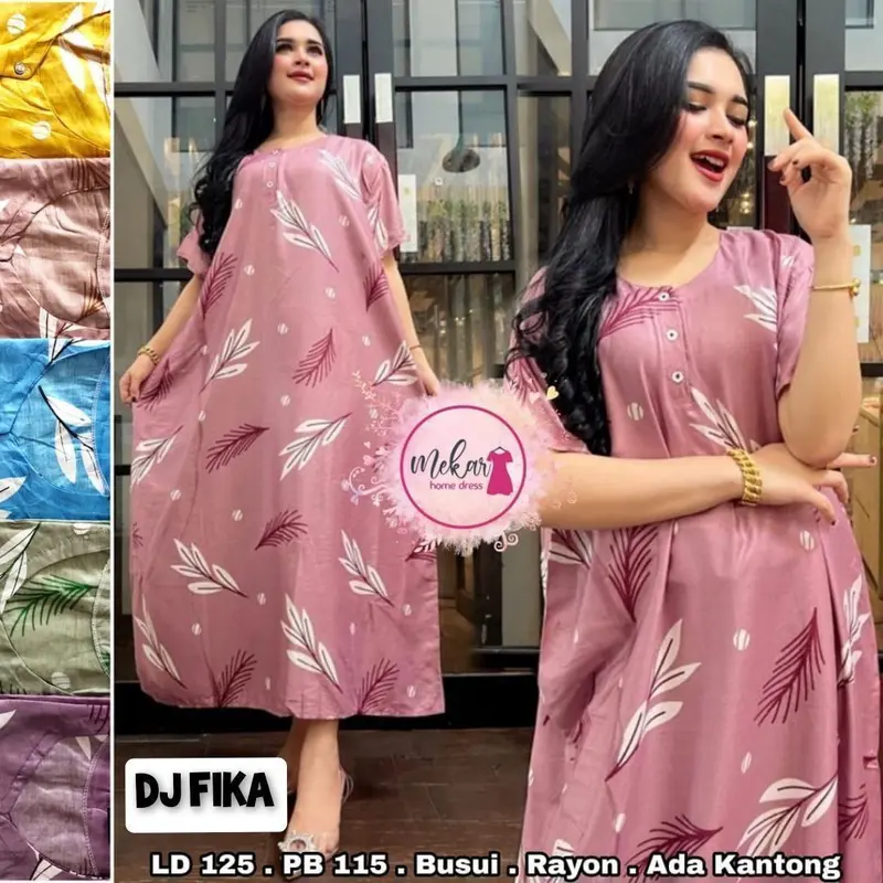 Paket 3pcs Daster jumbo gradasi-Daster Busui- Daster viral kekinian Motif Terbaru Rayon Hijau Kancing Nyaman 1