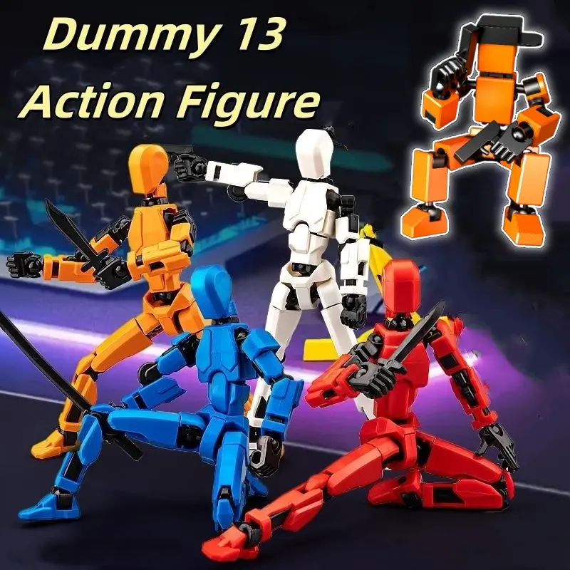 Dummy 13 Action Figure/Figure Robot T13 Lucky 13 Full Artikulasi/3D Printed Doll Toys with 13 Movable Joints/4 Senjata Dan 3 Bentuk Tangan