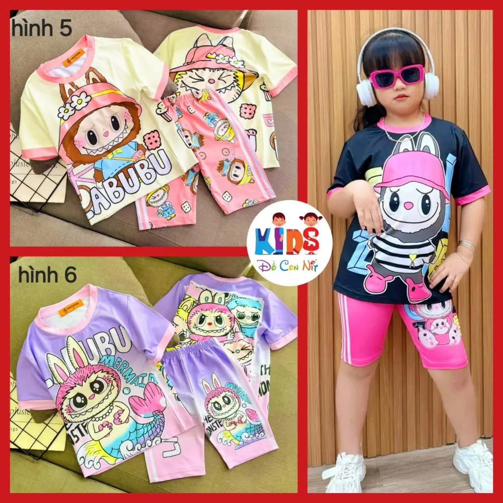 (12-23 ký) Bộ ngố siêu dễ thương thun lạnh Ann's Kids cho bé gái - Đồ bộ trẻ em Cotton