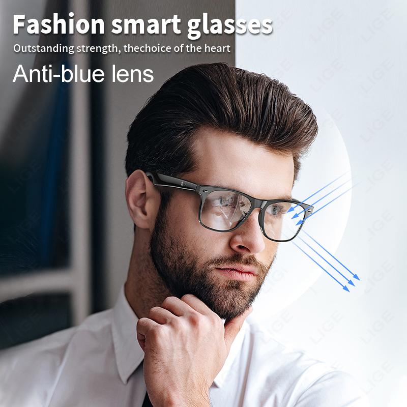 LIGE New Smart Glasses AI Intelligent Real-time Translation Bluetooth Sunglasses Outdoor Sport Earphone Calling Music Eyeglasses
