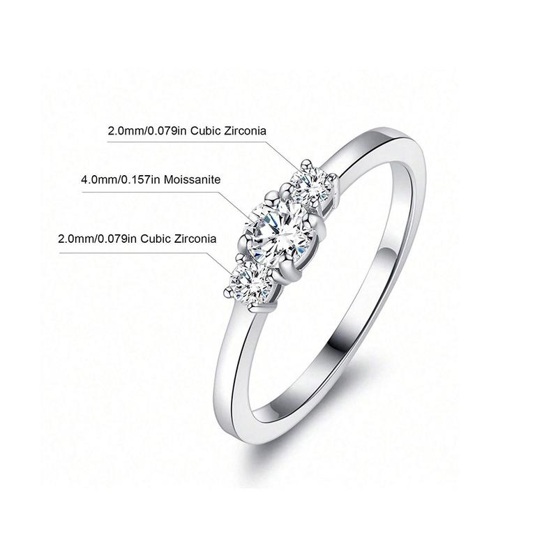 Product Introduction of 4mm Moissanite Ring S925 Silver Four-Prong Inlaid New Trendy Fashion Jewelry Factory Wholesale In Stock Dropshipping 6