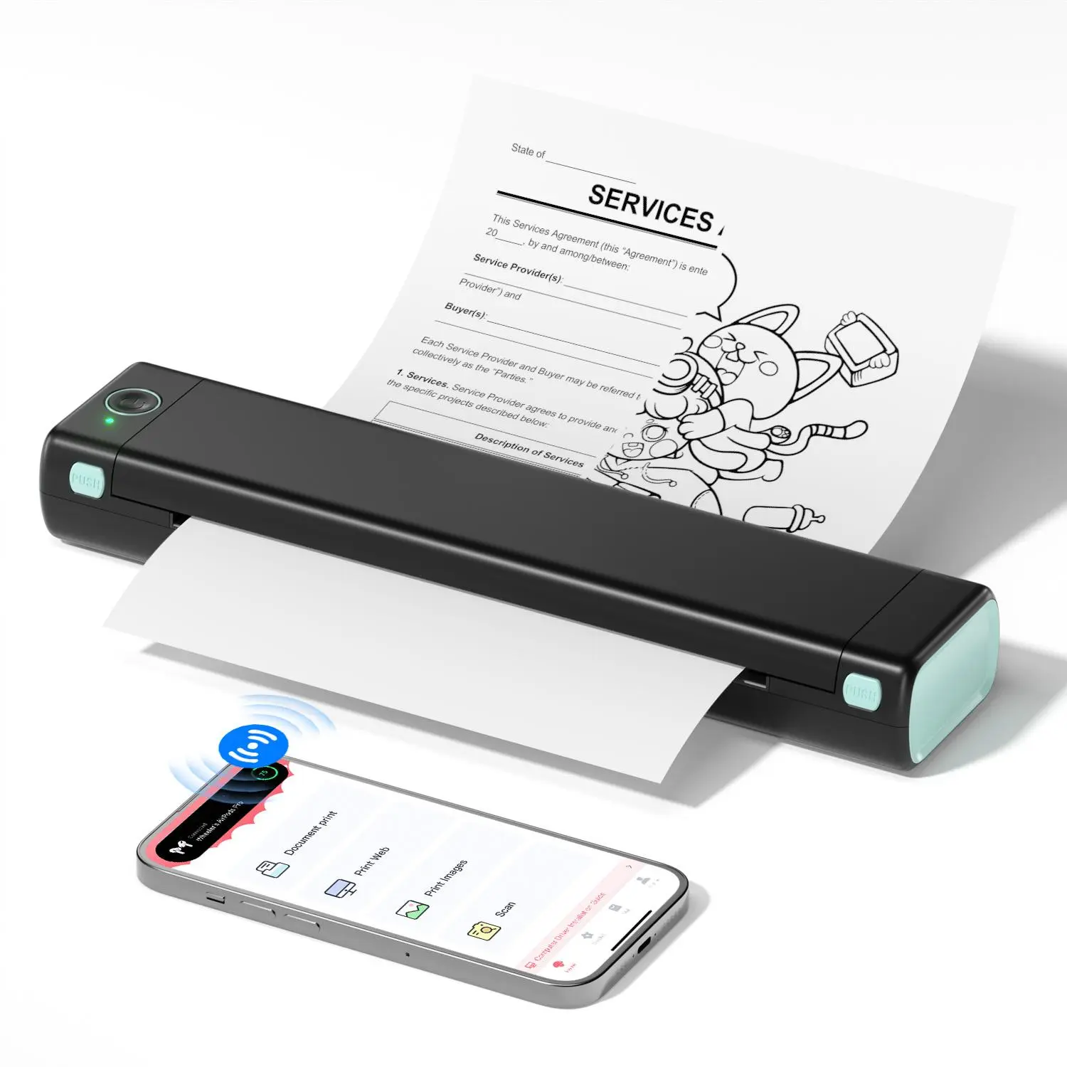 [school Supplies] Phomemo M08F Thermal Printer Wireless for Travel, [upgrade] Portable Printer Support 8.5" X 11" Us Letter, Bt Inkless Printer Compatible with iOS, Android, Laptop for Travel, Office, Home, Printing Machine