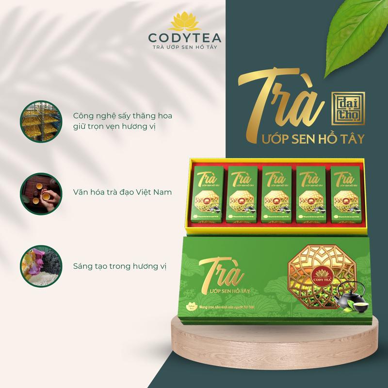 Trà ướp sen Hồ Tây - Đại Thọ (Bông) Cody Tea traxanh 1