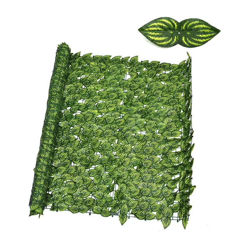 PAGAR DAUN RAMBAT DINDING 1M X 3M DAUN SEMANGKA HIJAU Cafe Simulasi Tanaman Pagar Rotan Daun Semangka Hiasan Halaman Rumah 6