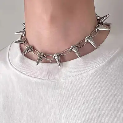 Fashion Male Spiked Choker Long Spiked Choker Collar With Spikes