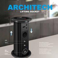 Gambar ARCHITECH MJ02  LIFTING SOKET C18 WIRELESS CHARGER BLACK STOP KONTAK MEJA dari ARCHITECH INDONESIA Kota Administrasi Jakarta Utara 3 Tokopedia