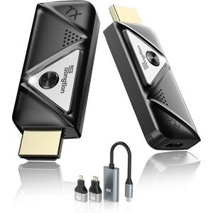 เครื่องส่งและรับสัญญาณ HDMI ไร้สาย, พร้อมถอดรหัส 4K, ปลั๊กแอนด์เพลย์, สำหรับการสตรีมวิดีโอและเสียงไปยังจอภาพ, เหมาะสำหรับแล็ปท็อป / พีซี / กล่องทีวี