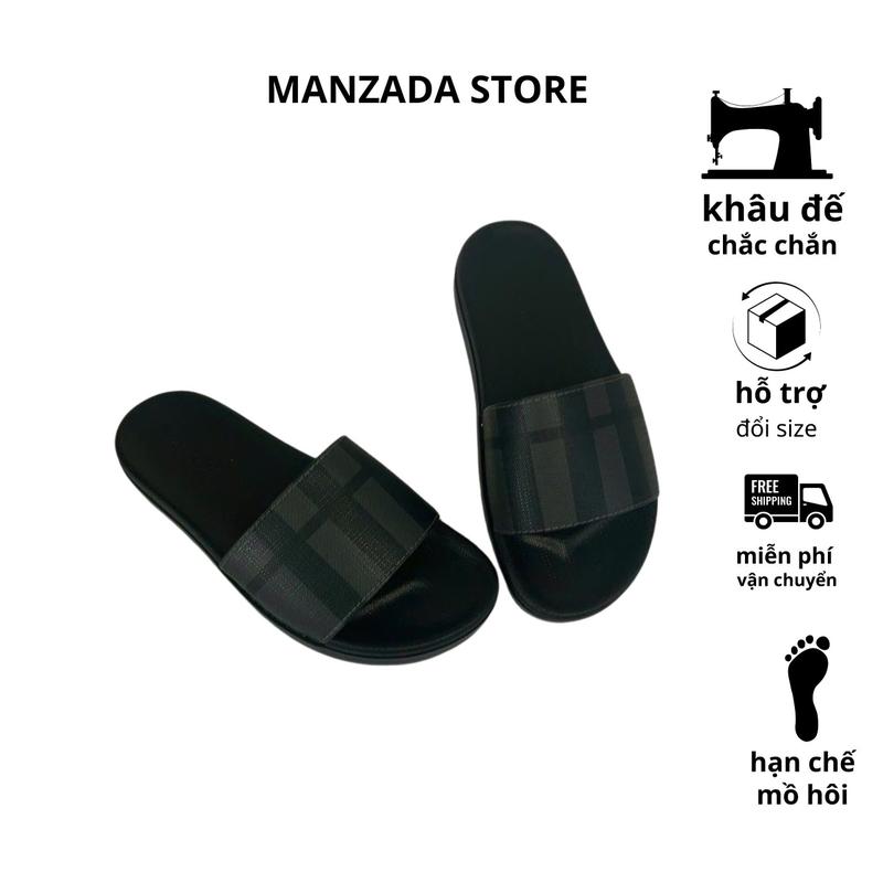Dép quai ngang sọc kẻ 2 bên quai dép được khâu chỉ thủ công rất chắc chắn Mã 019 Ngoài trời Slipper Nam DéP Cao Su Đế Bằng Đồng dep quaingang depnamdep 2024 của victor lebon Dép Nam Đẹp Dép Nam Boy Phố
