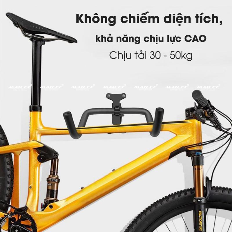Giá treo xe đạp gắn tường ngang 2 nhánh MTR-360 có điều chỉnh nghiêng 360 độ, gập gọn lên 90 độ, kéo dài thu gọn (đầy đủ phụ kiện) + kèm dây buộc bánh xe - Mai Lee Sports