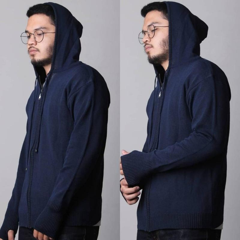 Jaket Rajut Polos Finger Ariel Unisex gen beta outfit 4