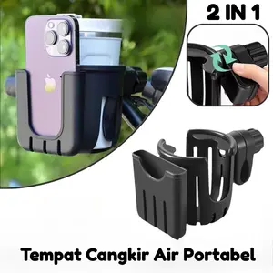 2-in-1 Cup Holder Stroller / Tempat Botol Minum Universal / Desain Minimalis Anti Slip/Tempat Cangkir Air Portabel