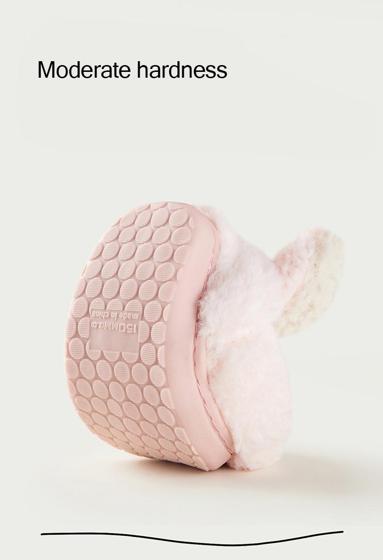 Product Introduction of Selipar kapas Mario ceria untuk kanak-kanak, musim luruh / musim sejuk, kasut gebu untuk kanak-kanak perempuan, arnab merah jambu, pek tumit rata dengan suede, kasut dalaman kapas untuk rumah 48