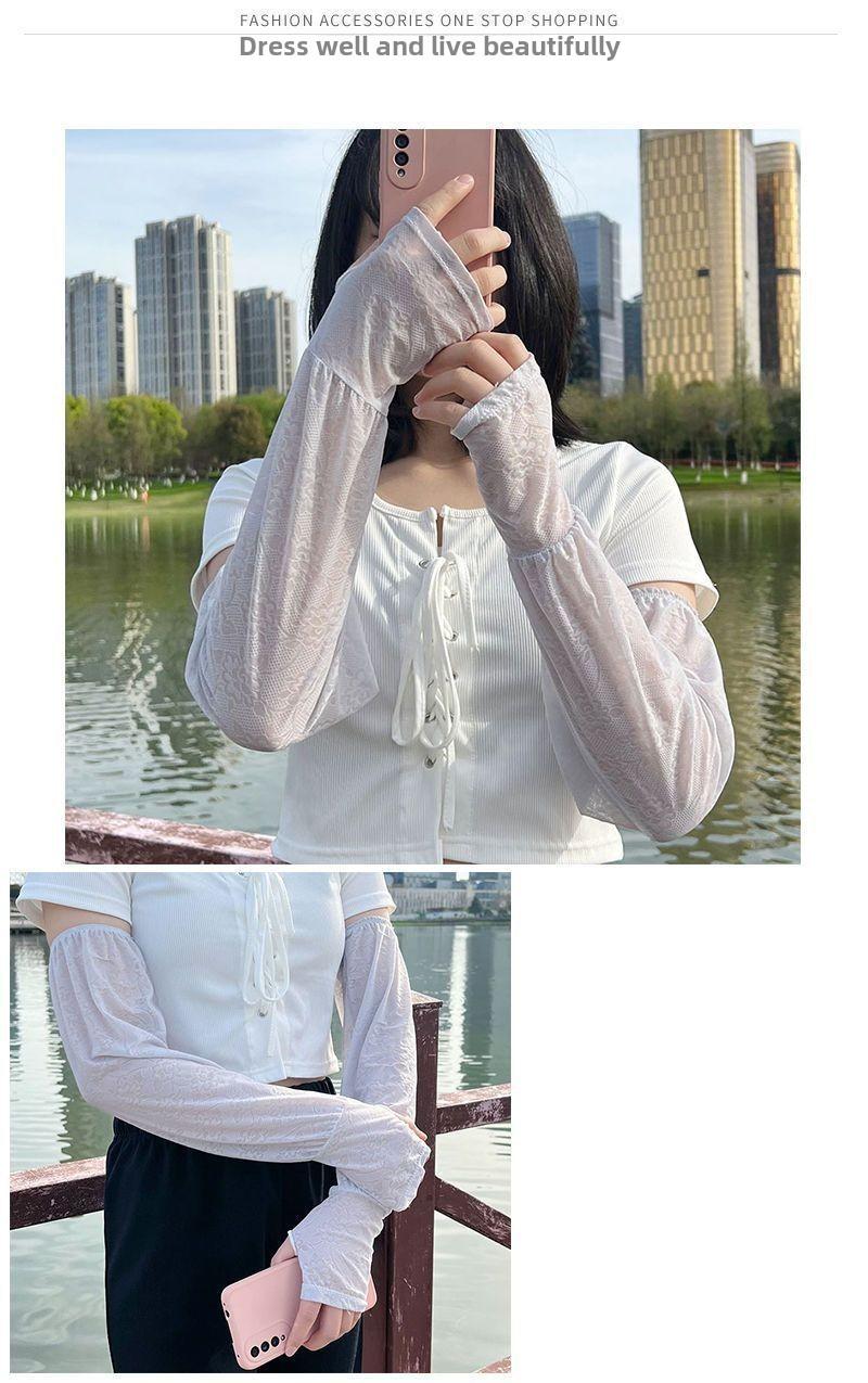 Product Introduction of Lace sunscreen ice sleeves Thin driving sunscreen Loose cool sleeves Women's ice silk sleeves Summer breathable 2