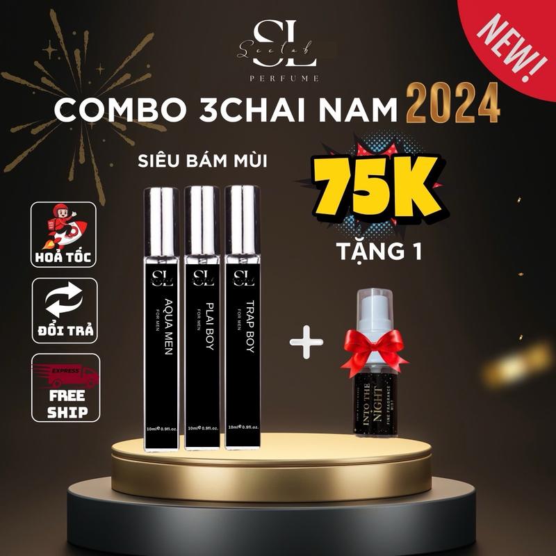 Mua 1 được 4 Combo 3 chai nước hoa nam Tặng kèm 1 body mist 10ml - Nam tính Mạnh mẽ Tươi mát - Seelab Perfume Cosmetic