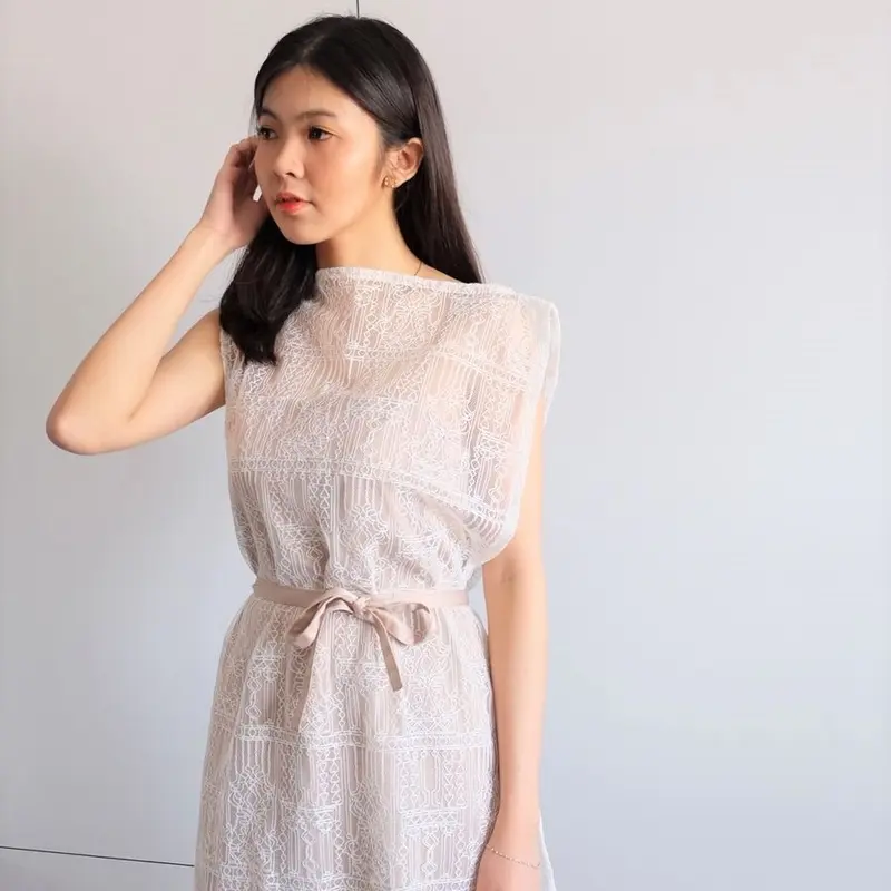 [ARELLE] - TOKYO DRESS in WHITE/ BLACK/ SAGE GREEN/ MAROON/ PEARL BLUE 0