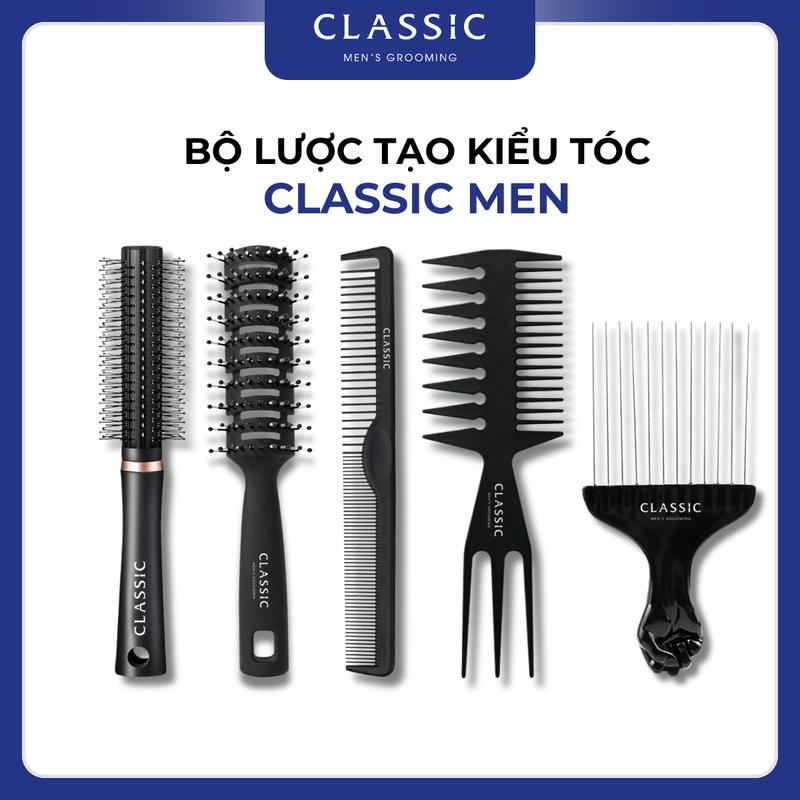 Bộ lược tạo kiểu tóc Classic Men (Lược tròn, lược bán nguyệt, lược thẳng, lược afro pick, lược trifecta)