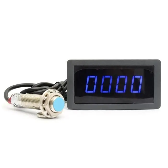 Tachometer Hall Proximity Switch Sensor Speed Rpm Meter LED Display WRR-2827 Biru Blue Hitam 4