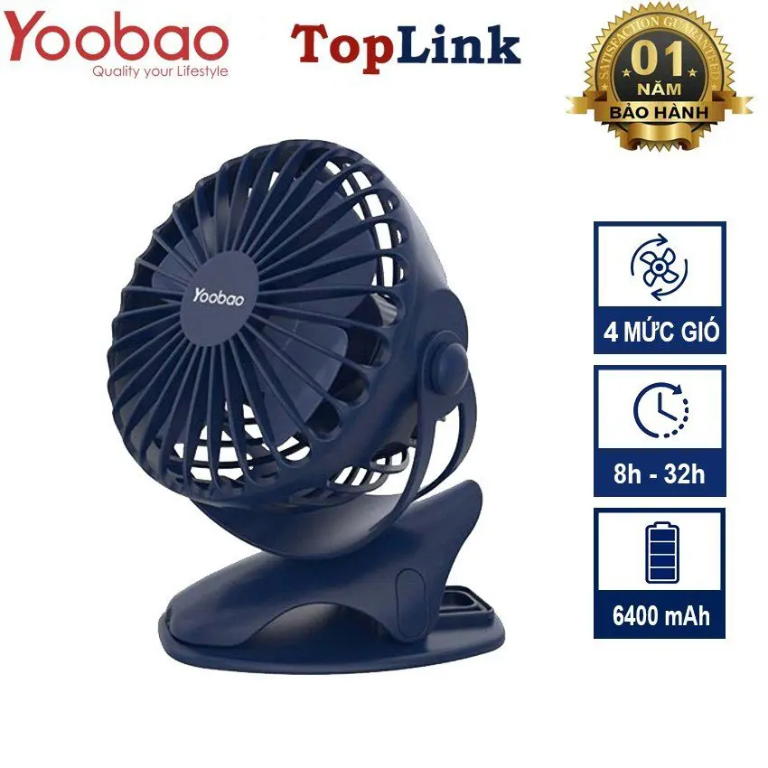 Quạt Mini Tích Điện Cầm Tay Yoobao F04 Pin Khủng 6400mah Chạy 1.5 Ngày Có 4 Mức Gió - Hàng Chính Hãng