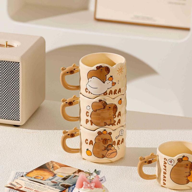 Easy To Clean Unique Handle Cartoon Capybara Mug Stackable Heat ...