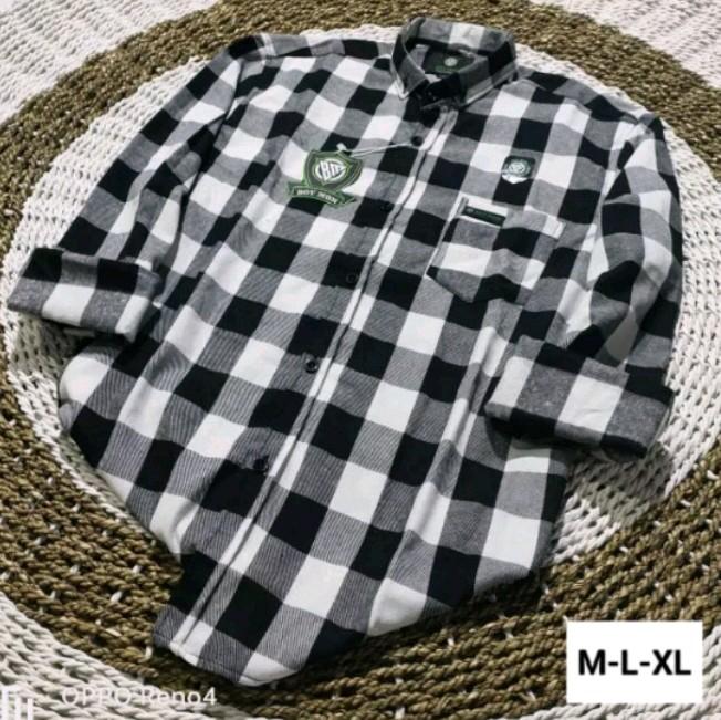 kemeja flanel premium pria dewasa lengan panjang V-Neck Lembut Motif Distro Nyaman Casual Kotak 8
