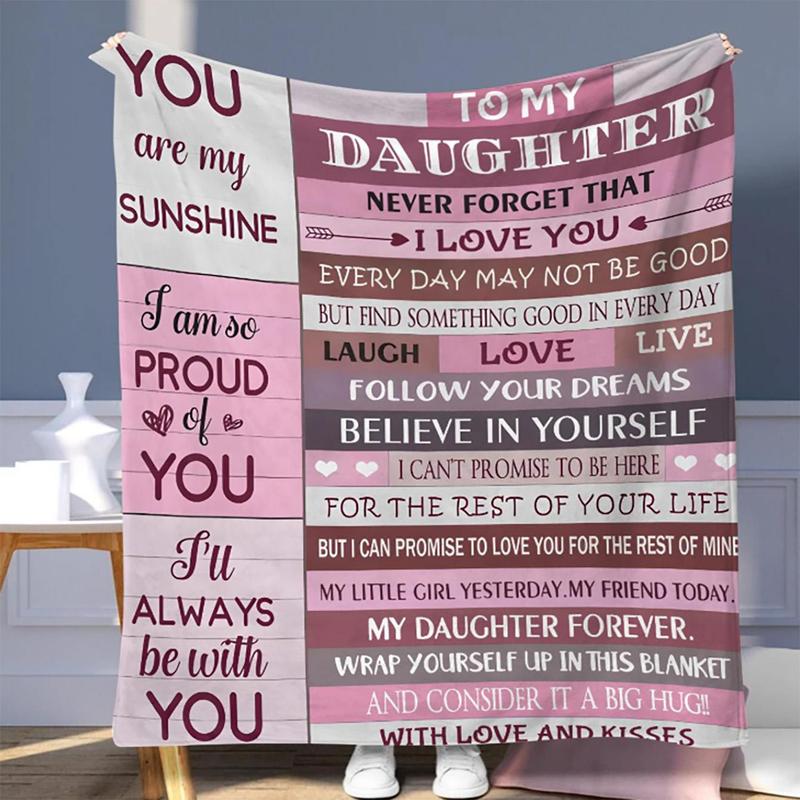 To My Daughter Themed Blanket,  Soft Comfortable Throw Blanket, Cool Bedroom Bedding Blankets for Home Office Travel Dormitory Camping 0