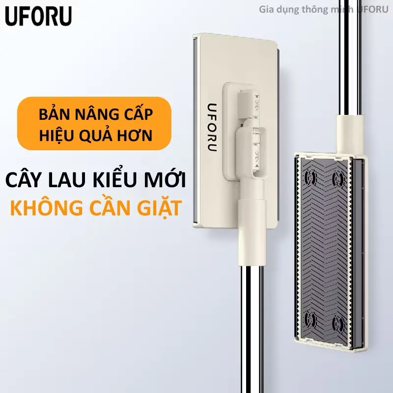 Cây lau nhà kẹp khăn đa năng UFORU xoay 360 độ có kèm khăn thay thế sử dụng 1 lần KHÔNG CẦN GIẶT cán dài 95cm caylautuvat  mini - Uf683 Làm Sạch