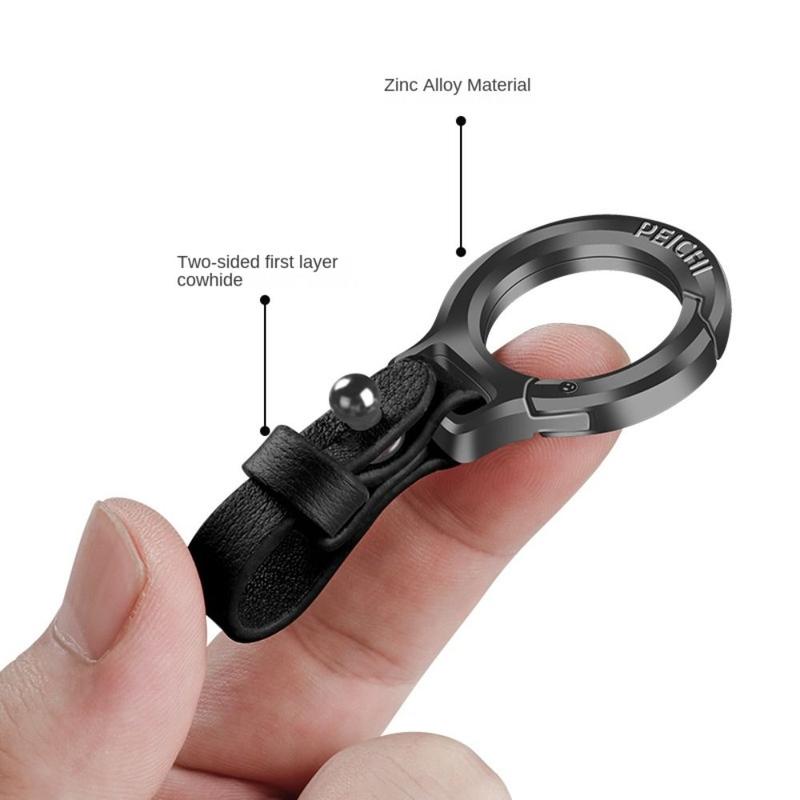 Product Introduction of Convenience Zinc Alloy Leather Keychain Outdoor Tool Portable Waist Belt Buckle Carabiner Car Key Holder 12
