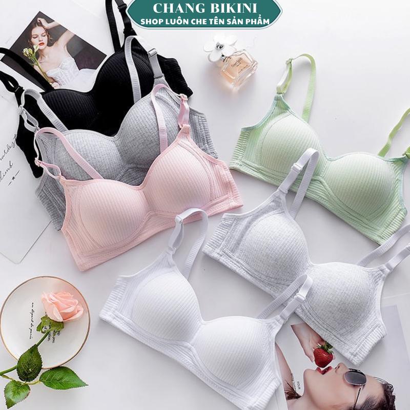 Bộ 3 Áo Ngực Không Gọng Mút Mỏng Chất Cotton Gân Tăm Mềm Mịn Cho Nữ - Women Bra