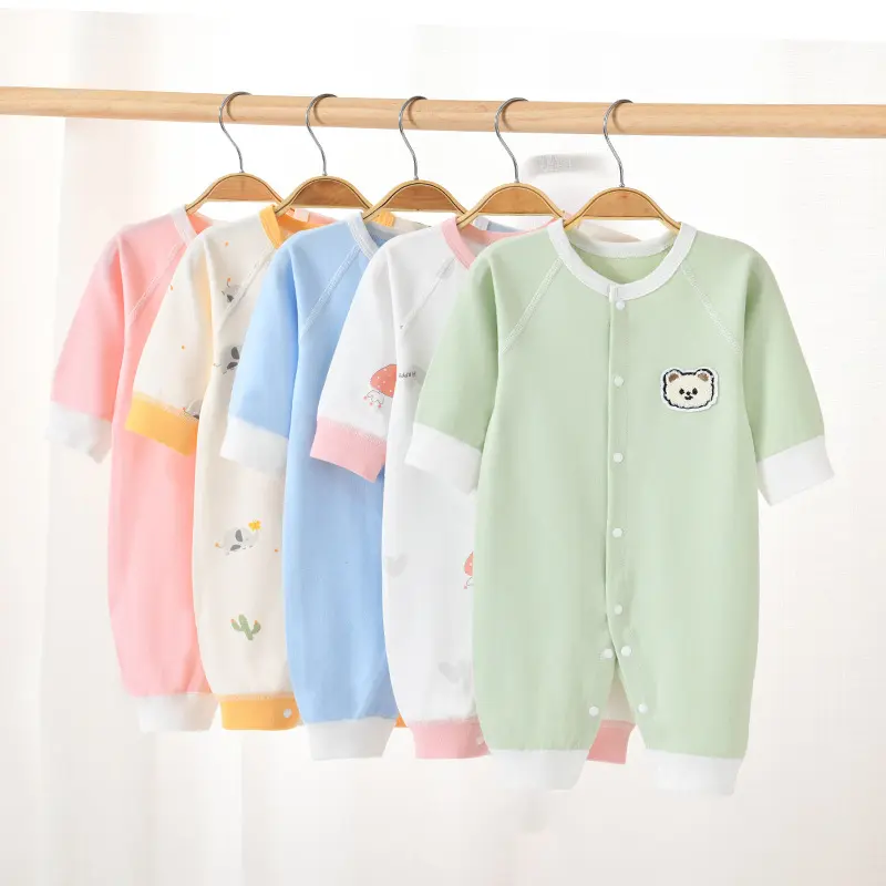 Quần Áo Sơ Sinh Áo Jumpsuit Quần, Chất Liệu Bông, Dành Cho Mùa Xuân Và Mùa Thu, Áo Liền Quần Sơ Sinh, Áo Liền Quần Dài Tay, Lót Lụa, Cấp A, Thích Hợp Cho Đồ Lót 4