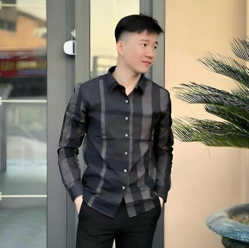 Áo sơ mi nam dài tay thiết kế kẻ sọc xám trẻ trung chất vải lụa cotton thoáng mát mẫu mới TB FASHION Menswear Có Cổ