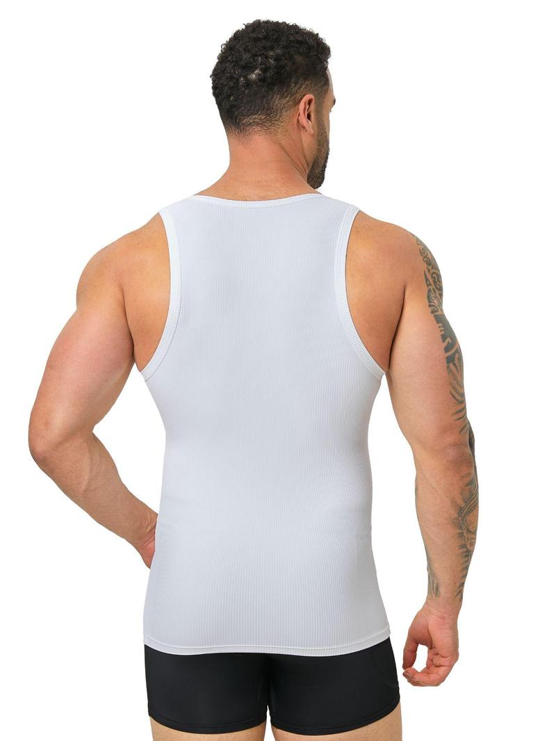 Product Introduction of Men's Solid Ribbed Muscle Fit Compression Tank Top, Casual Sleeveless Workout Base Layer Tank Top for Daily Wear, Menswear for All Seasons 2