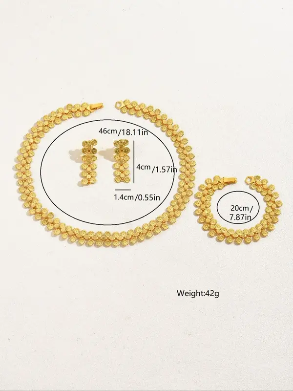 Women's Elegant Flower Design Jewelry Set, Exquisite Trendy Pendant Necklace & Dangle Earrings & Bracelet, Fashionable Jewelry Set for Party & Daily Clothing Decor 1