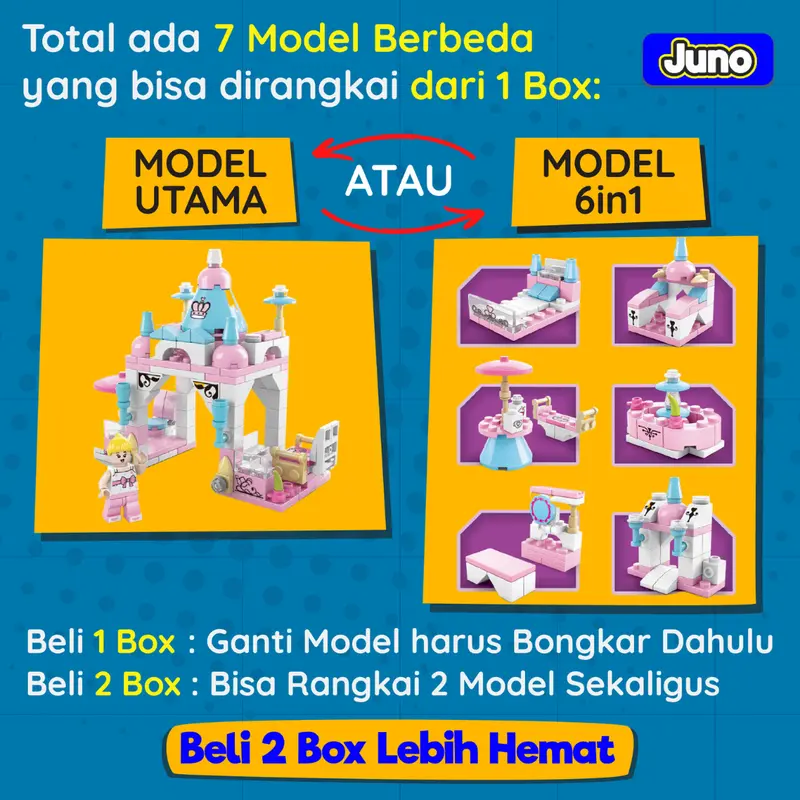 Mainan Balok juno 8612-1A | Mini Garden 6in1 | Mainan Balok Anak Rumah Istana Princess 2