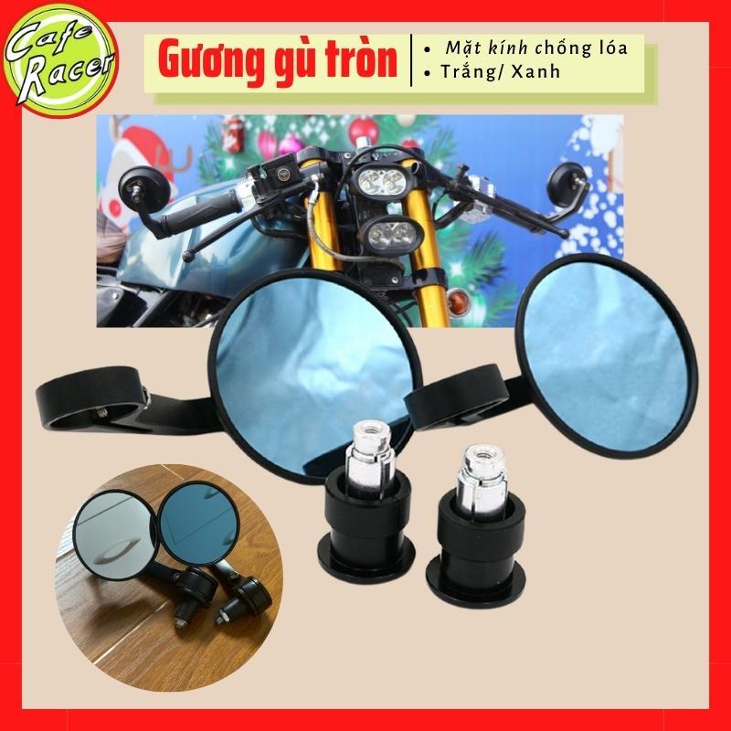 Cặp gương gù tay lái xe máy hình tròn mặt kính chống lóa cho xe Classic Cafe racer Tracker ( giá 1 chiếc)