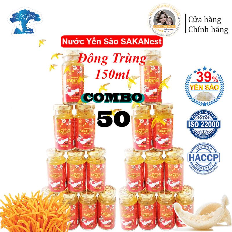  Combo 50 lọ Tổ Yến Chưng Đông Trùng Sakanest 39% yến Khánh Hòa 150ml 