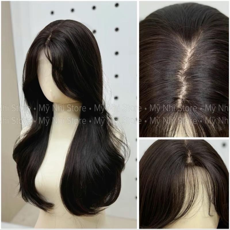 Tóc giả nguyên đầu 2 mái lưới layer , hàng dệt kim , 55cm, tặng phụ kiện wig, V2DK03