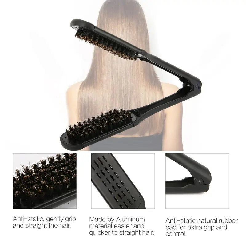 Anti-static Hair Brush, 1 Count V-shaped Hair Styling Comb, Heatless Hair Styling Tool for Straightening, Hairdressing Comb for All Hair Types 4