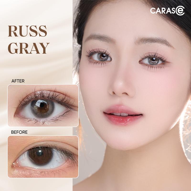 Kính áp tròng khoá ẩm 1 Ngày CARASE, Lens cận màu xám RUSS GRAY (1 chiếc)
