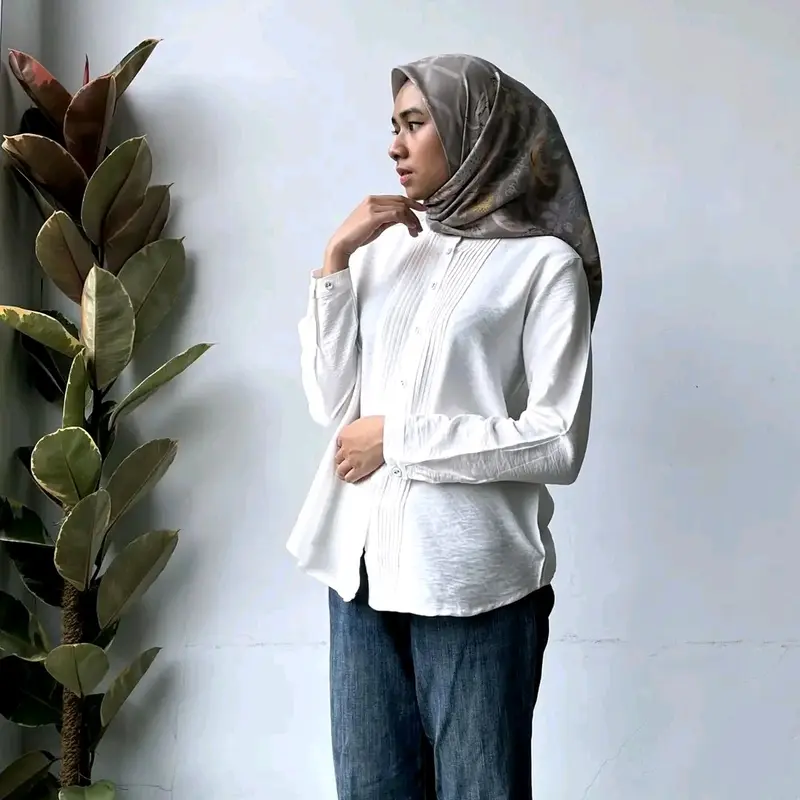 KEMEJA ATASAN WANITA OVNESEL TERBARU  LINEN IMPORT 4