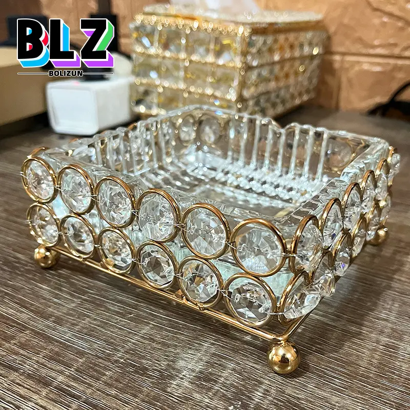 BOLIZUN Asbak Kaca Kristal Tebal / Hiasan Ruang Tamu Kristal / Dekorasi Ruangan Asbak Kaca 6