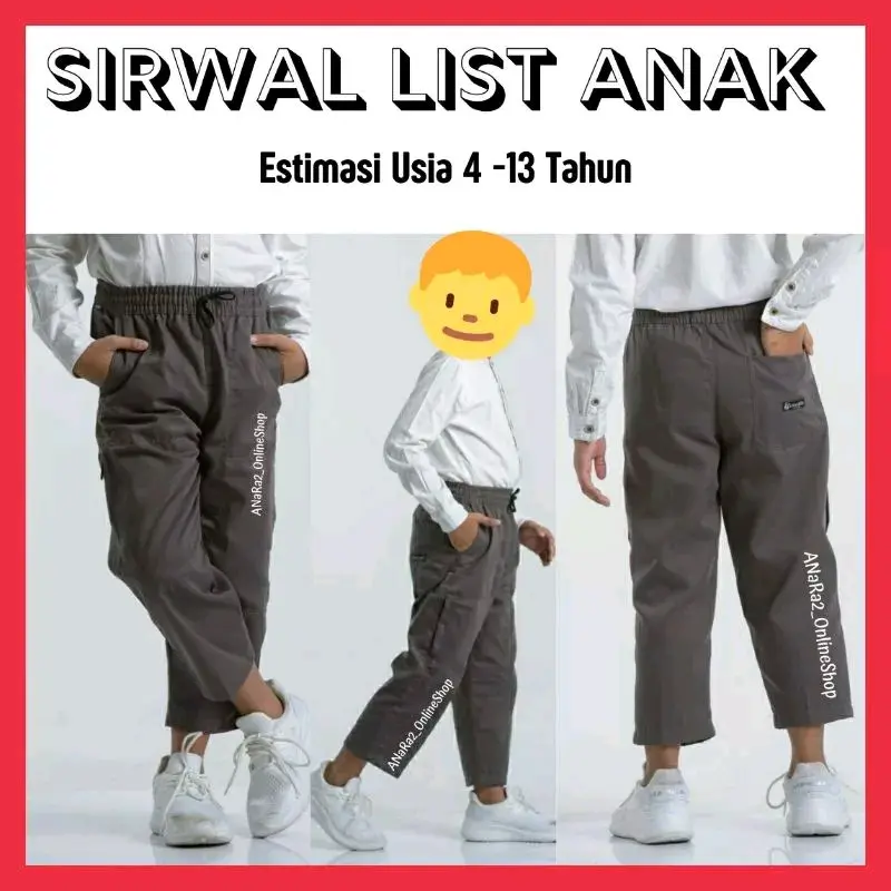Sirwal List Anak Laki Laki Celana Panjang Harian Bahan American Drill Grade A Polos Hitam Navy Fashion 7