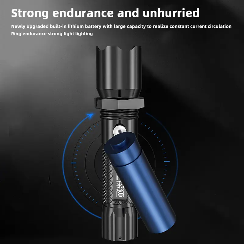 Đèn Pin Led Lấy Nét Sáng Mạnh Mẽ, Đèn Pin Sạc Lại USB Di Động Cho Gia Đình Và Ngoài Trời, Có Thể Thu Phóng, Không Thấm Nước, P-Ong B-ank 8