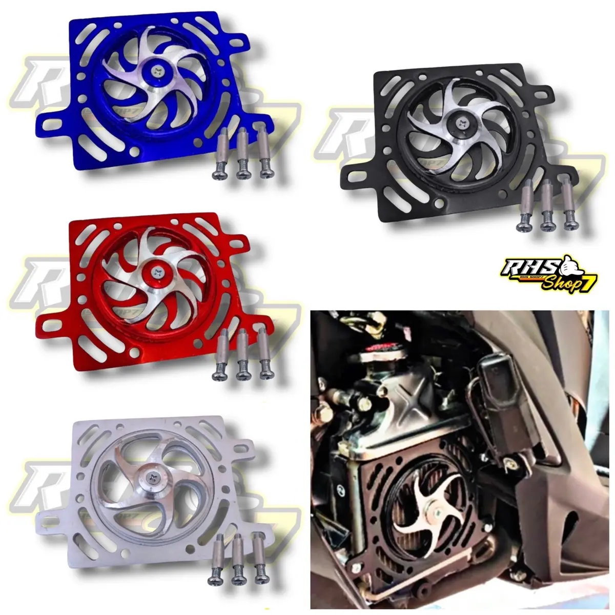 COVER RADIATOR SPINER PUTAR HONDA VARIO 125 150 PCX 150 ADV 150 SPINER PUTAR MODEL TANAM ALMUNIUM BONUS BAUT