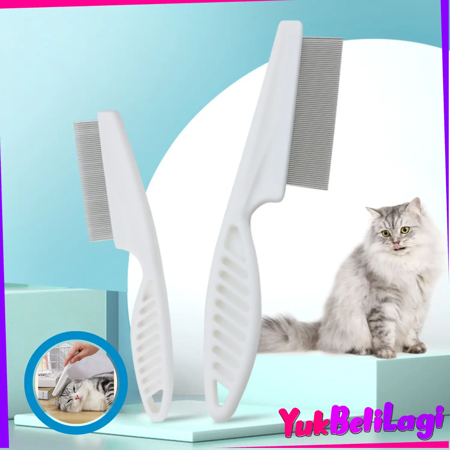 COD (YBL) Sisir Bulu Kucing Panjang Jarum Stainless Steel Halus Serit Kucing Perawatan Hewan Peliharaan Gagang Panjang Premium (BELI LOKAL)