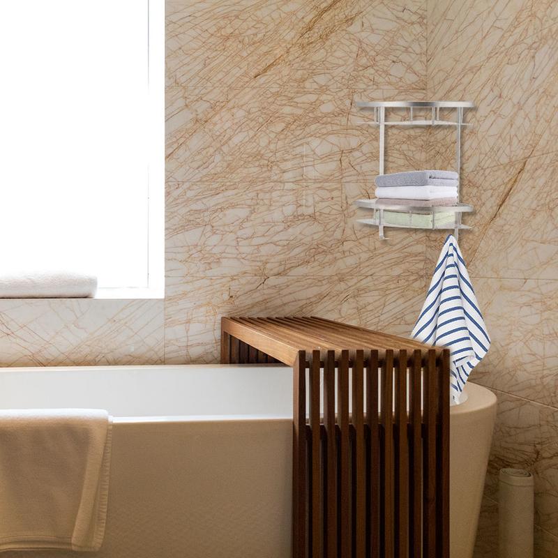 Rak Sudut Kamar Mandi Aluminium Corner Shelf Rack 2 Layers - G48 - Silver 7