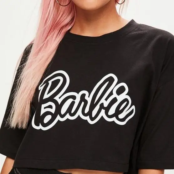 kaos croptop oversize barbie basic font 1